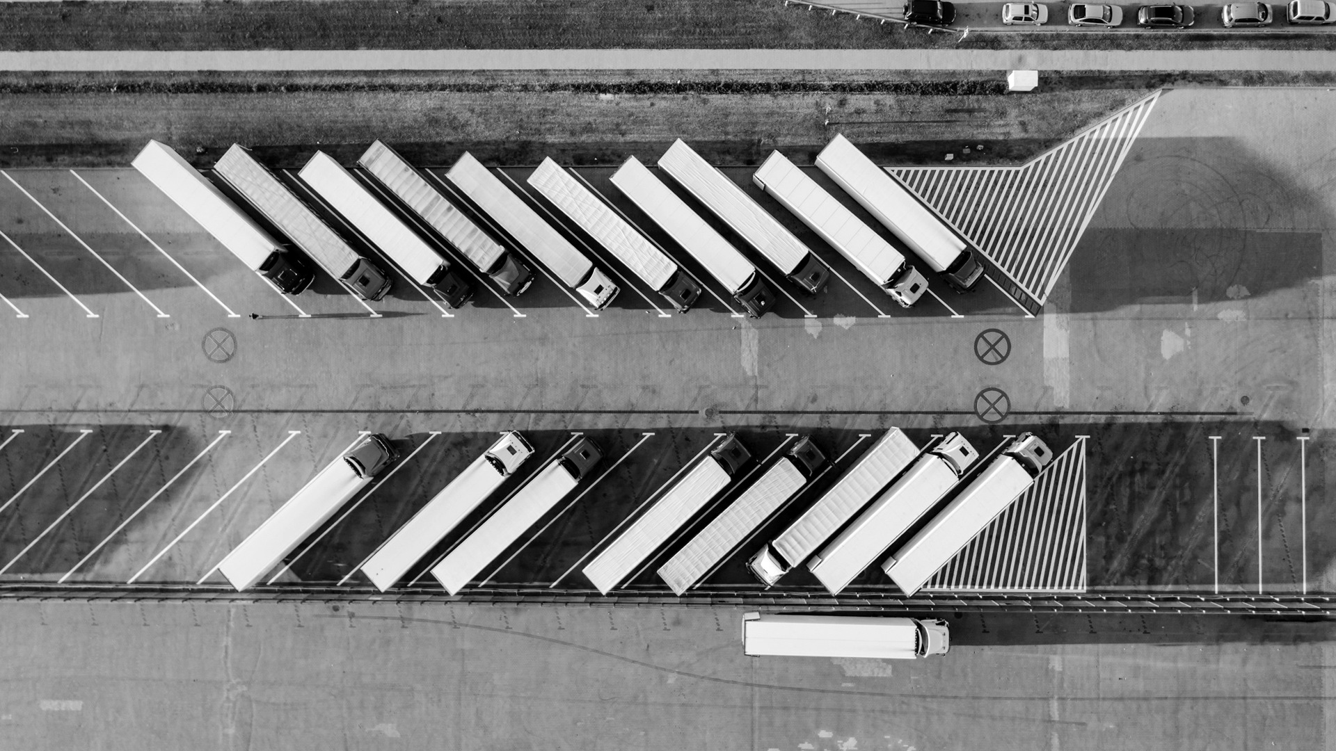 Parked trucks.
