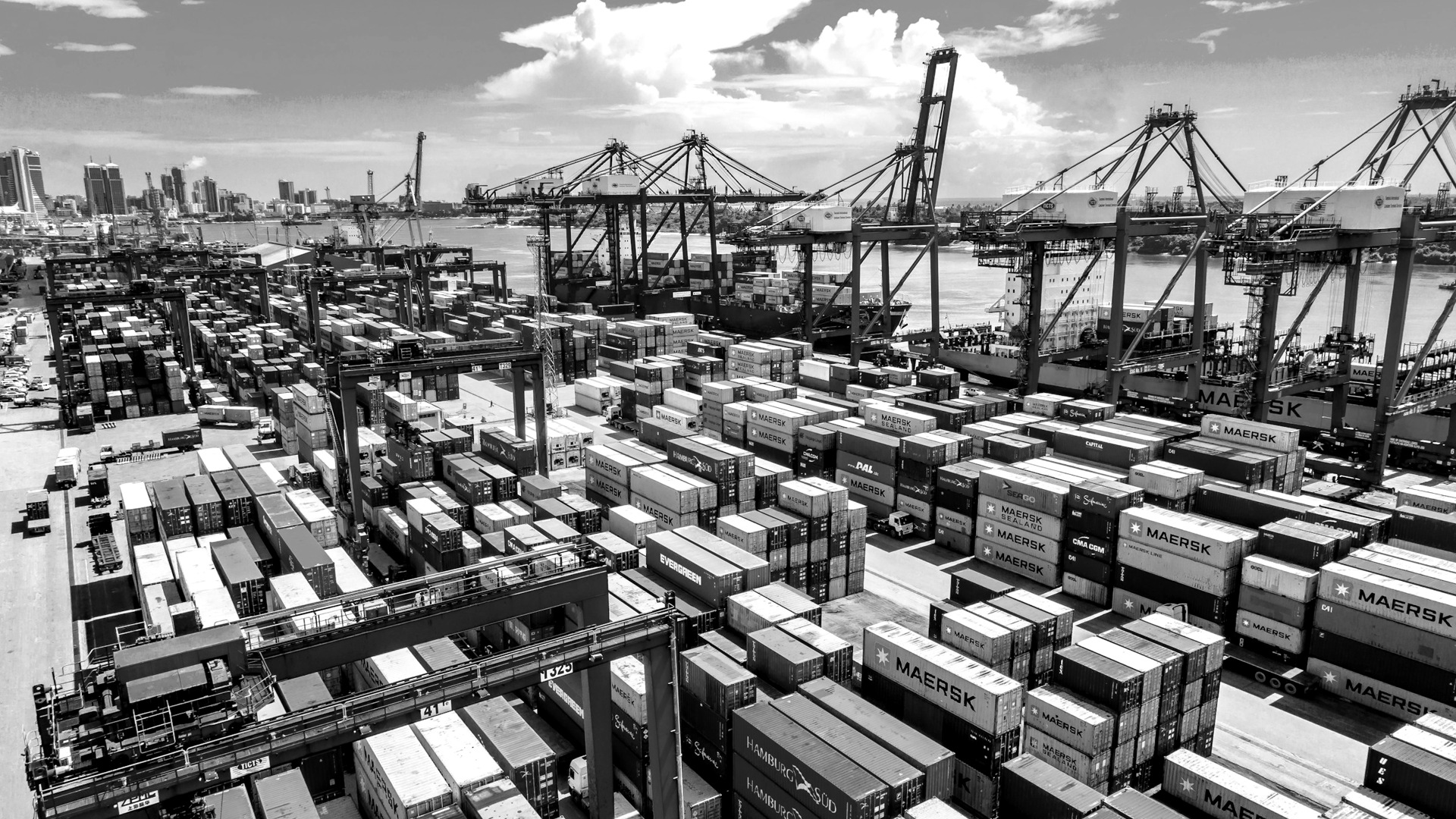 A large amount of containers are stacked on top of each other.