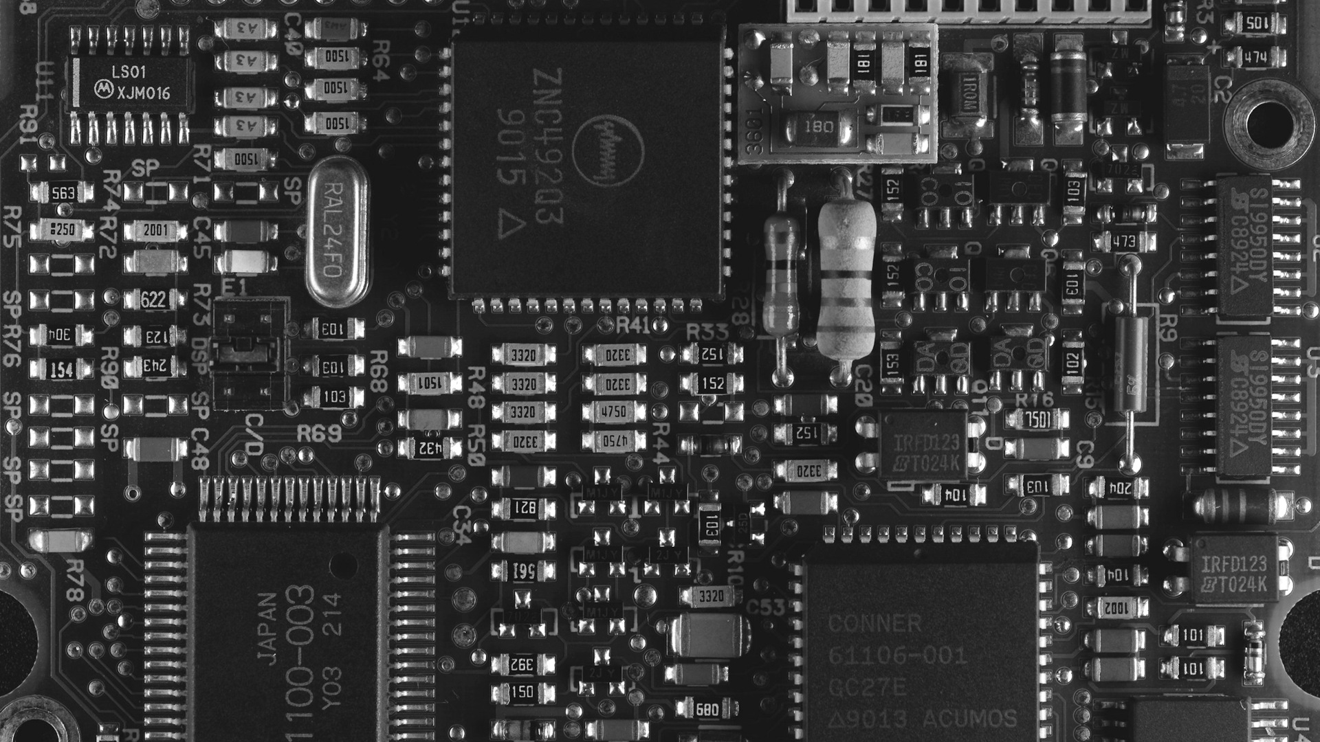 Blue circuit board.