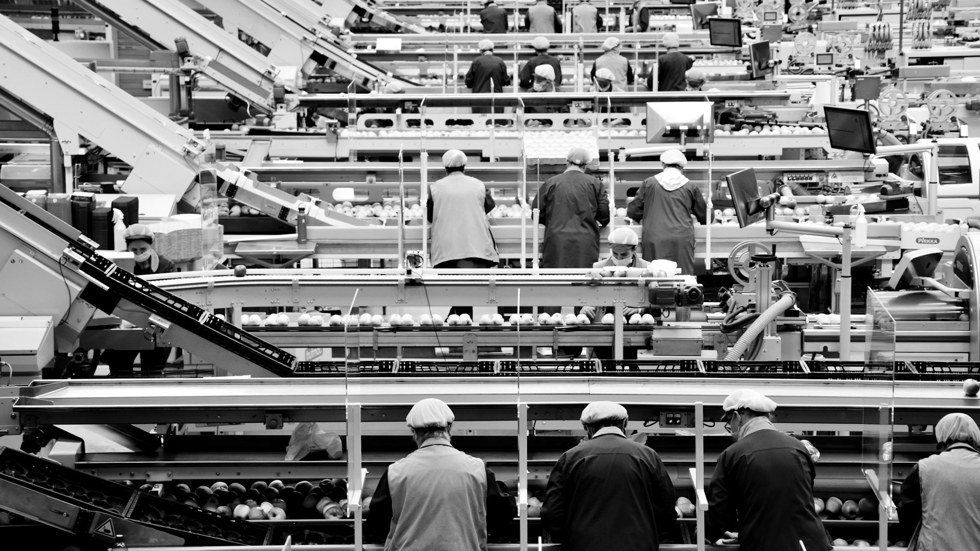 A group of men in a factory.