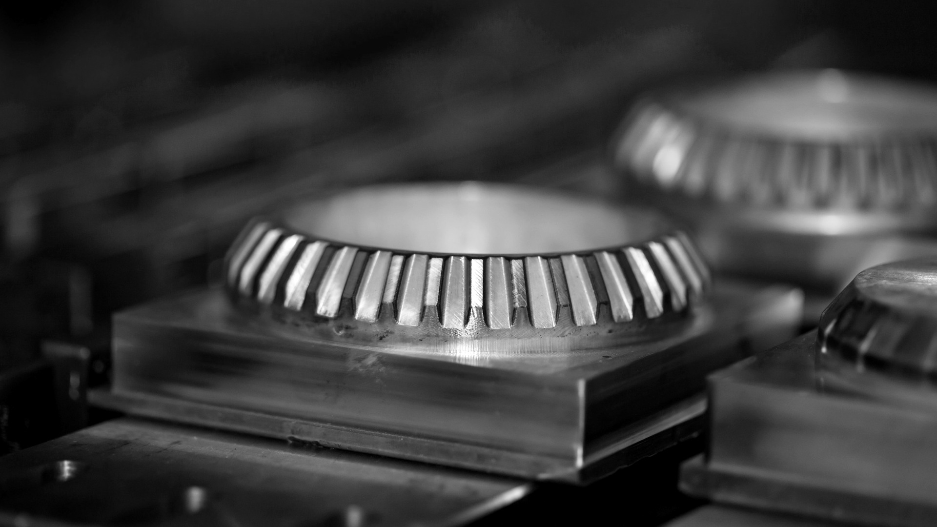 A close up of a metal object on a table.